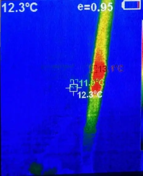 Imagen termográfica de una conexión eléctrica